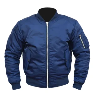 CHAQUETA BOMBER MOTO 100% KEVLAR AZUL